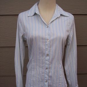 Chicos Shirt Sz 0 S XS 33B White Blue Green Top